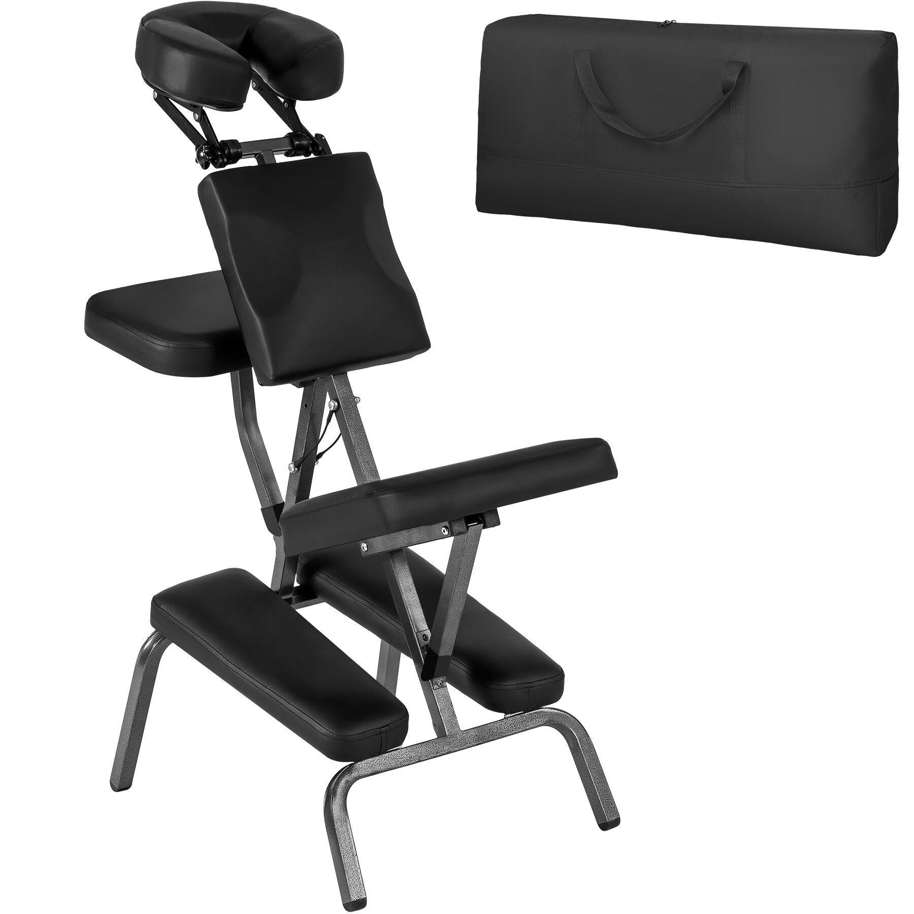 MASSAGESTUHL , 80 x 50 x 105 cm, schwarz - Schwarz, Metall (50/105/80cm) - tectake