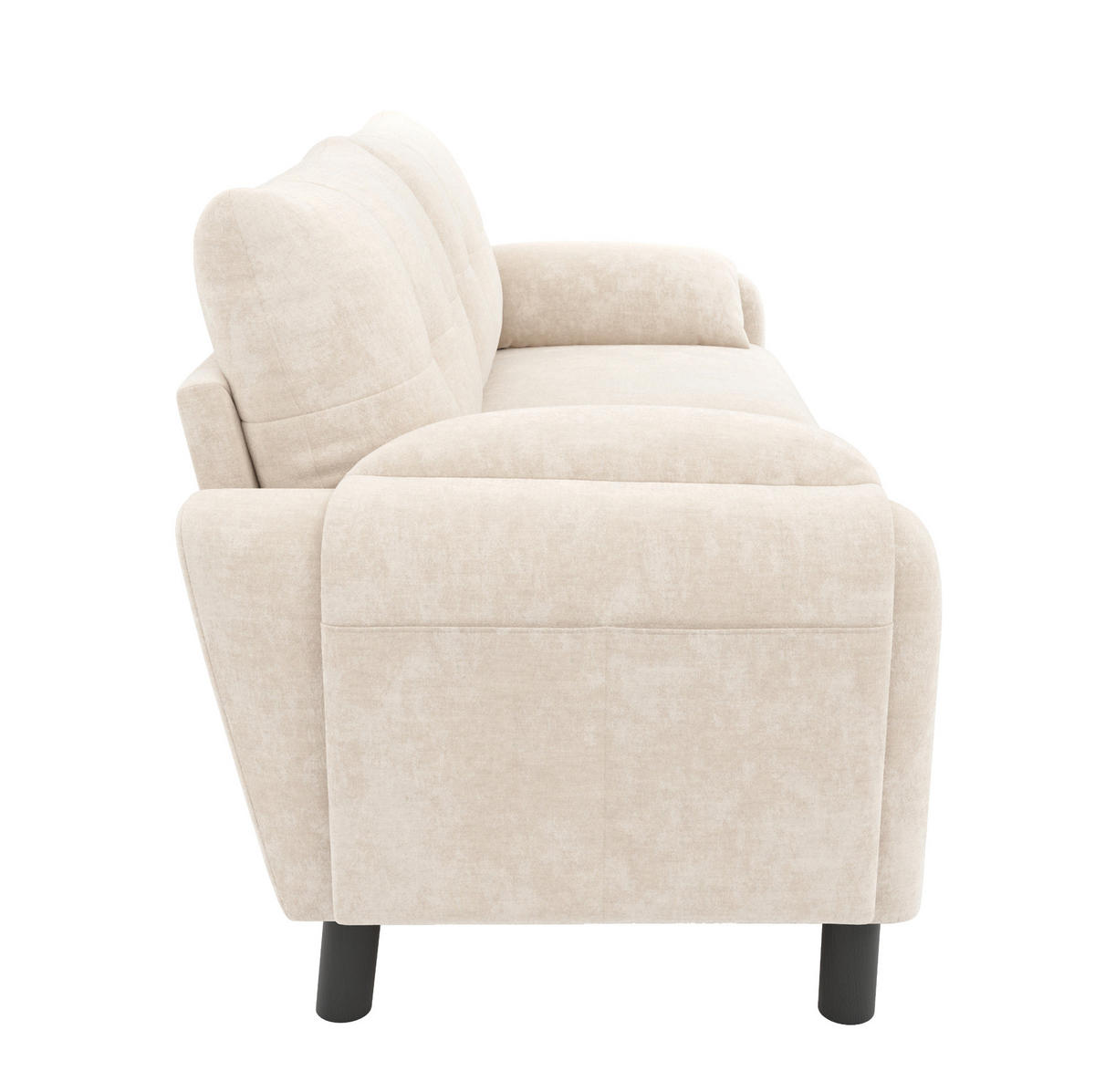 2-SITZER Sofa Chenille mit Seitentaschen und 2 Kissen 158/80/88,5 cm Beige - Beige, Textil (80/88.5/158cm) - Redom