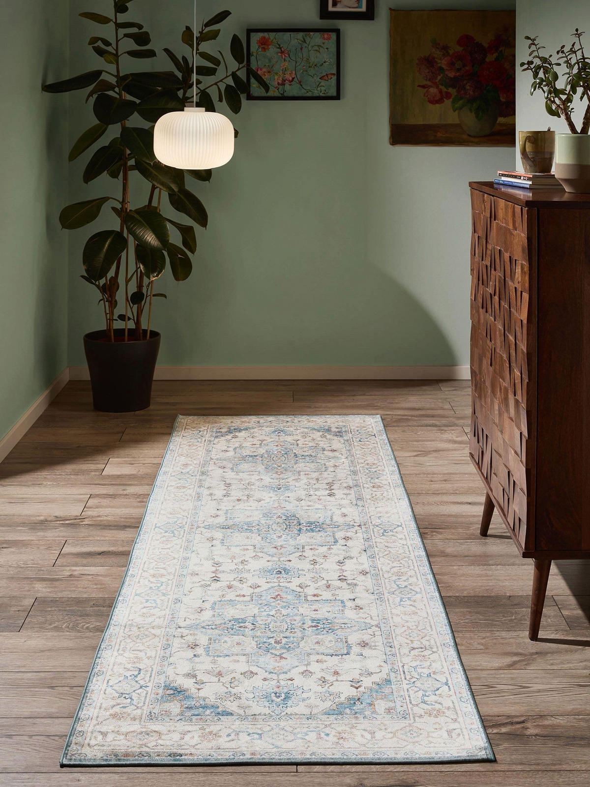 VINTAGE-LÄUFER Miray waschbar 80/240 cm - Blau/Multicolor, Kunststoff (80/240cm) - benuta Nest