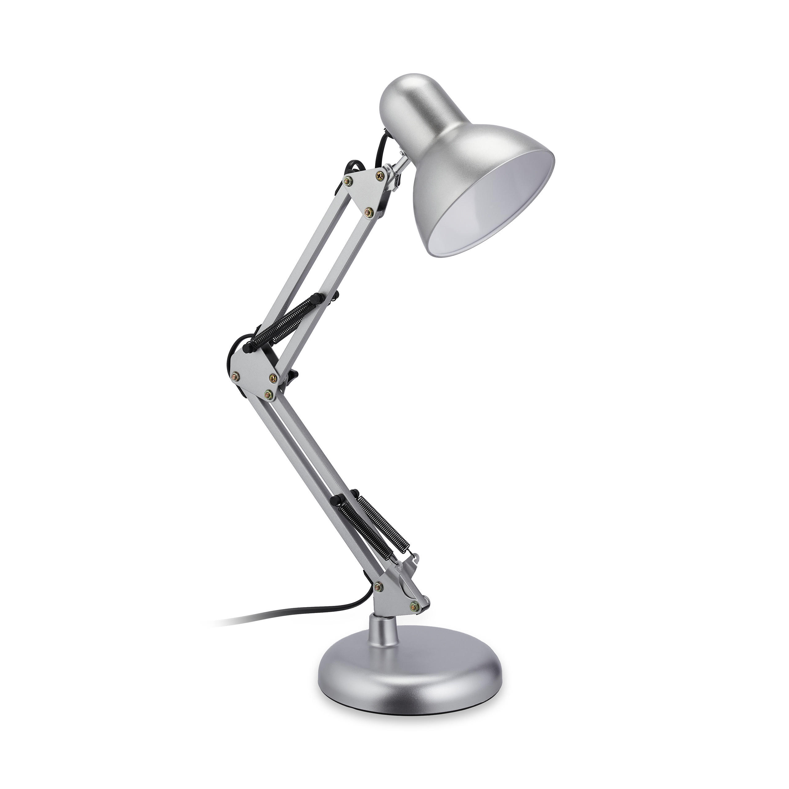 SCHREIBTISCHLAMPE - Silberfarben, Kunststoff/Metall (25/15/54cm) - Relaxdays