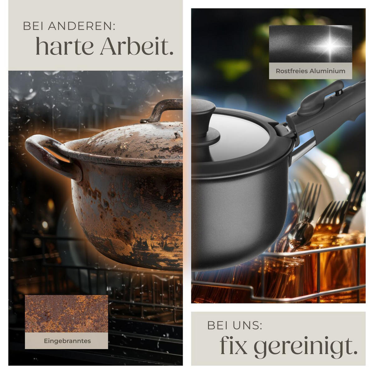 KOCHTOPFSET Parma,Ofenfest bis 175°C, mit 5 Topfschonern,schwarz - Schwarz, Metall - tectake