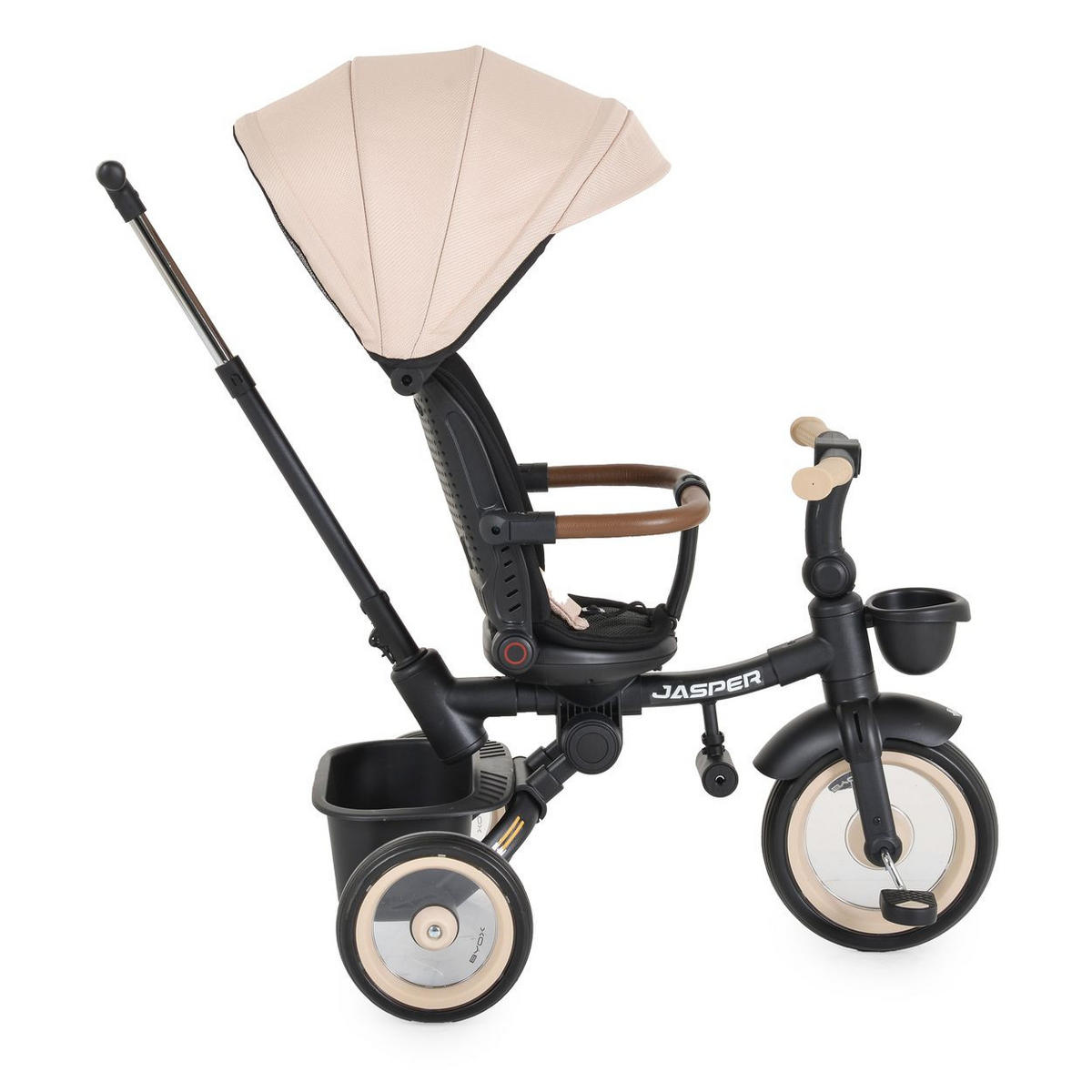 DREIRAD Jasper EVA-Reifen beige klappbar, Sitz drehbar, Hinterradbremse, Körbe - Beige, Metall (72/50/98cm)