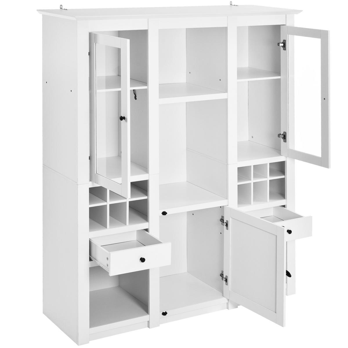 VITRINE LED 3 Böden Standvitrine Stauraum Weiß - Weiß, Holzwerkstoff (143/170/45.5cm) - FLIEKS
