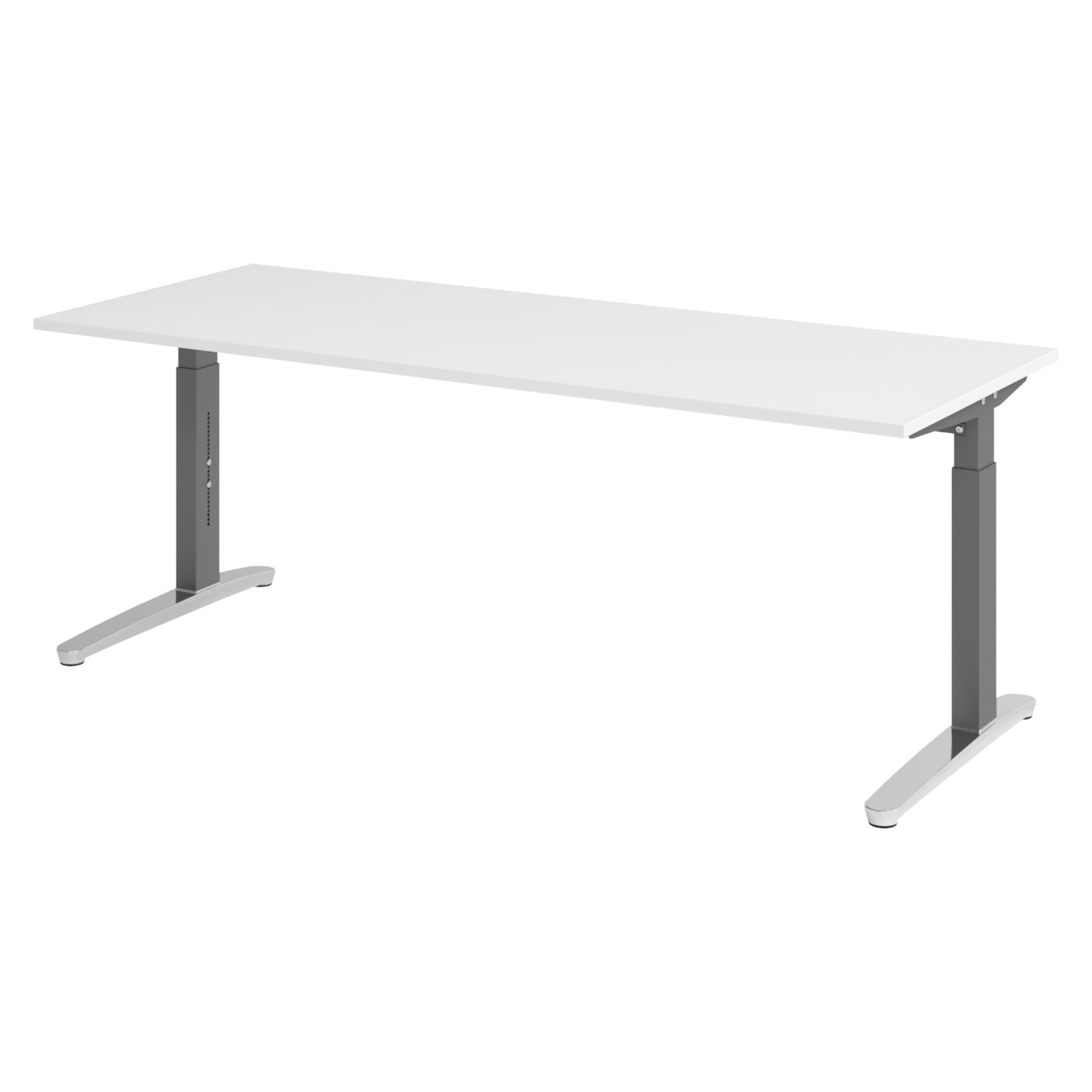 bümö Schreibtisch Weiß, Graphit, Silber 200x74x80 cm