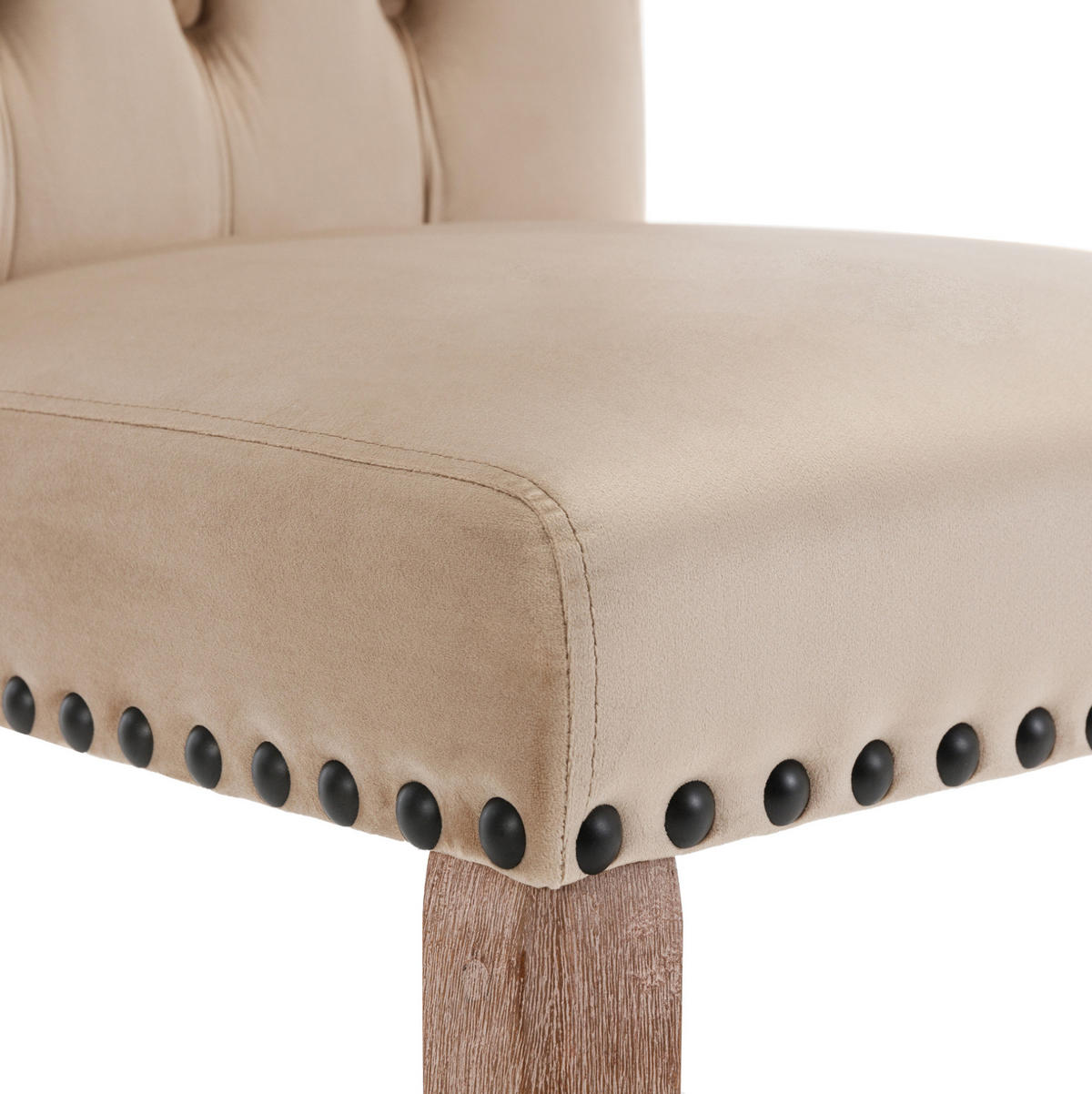 ESSZIMMERSTUHL Samt Massivholzbeine Light Camel - Braun, Holz (63/95/49.2cm) - Meubliv
