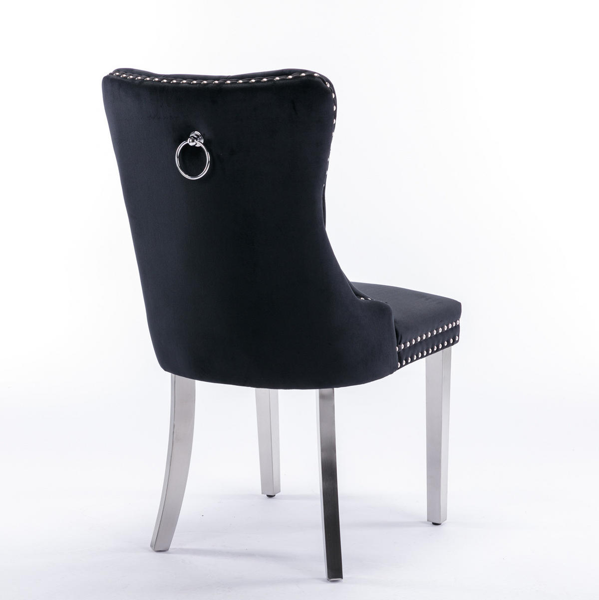 ESSZIMMERSTUHL 2er-Set mit hoher Rückenlehne Samt Schwarz - Schwarz, Metall (50/95/65cm) - Meubliv