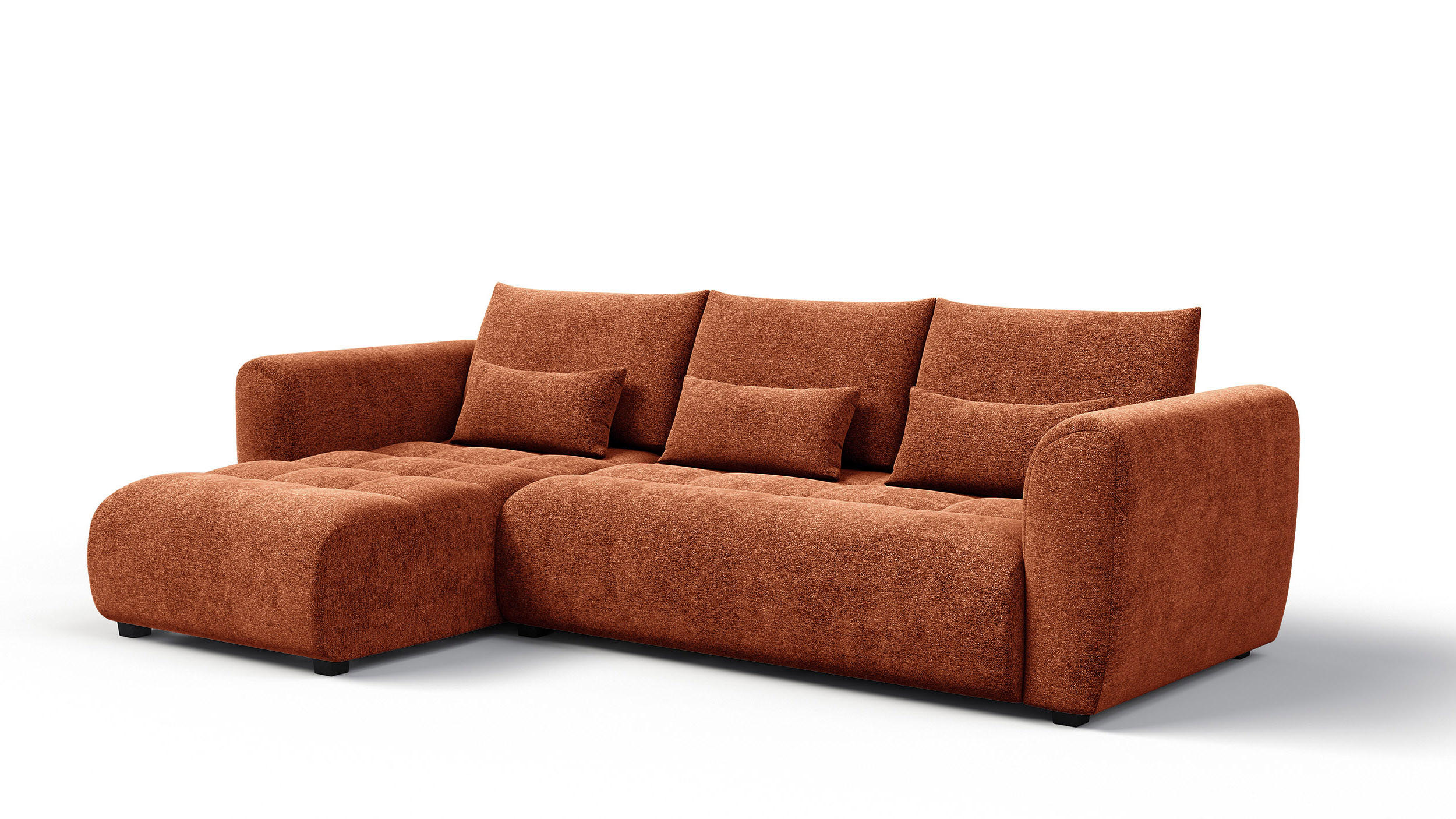 ECKSOFA SORENO 4-Sitzer, orange - Schwarz/Orange, Holz/Textil (293/171cm) - Courtois Laville