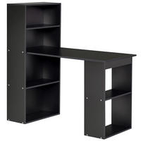 SCHREIBTISCH Schwarz mit 6 offenen Fächern und Regal 120/55/120 cm - Schwarz, Holz (55/120/120cm) - PANGIVO
