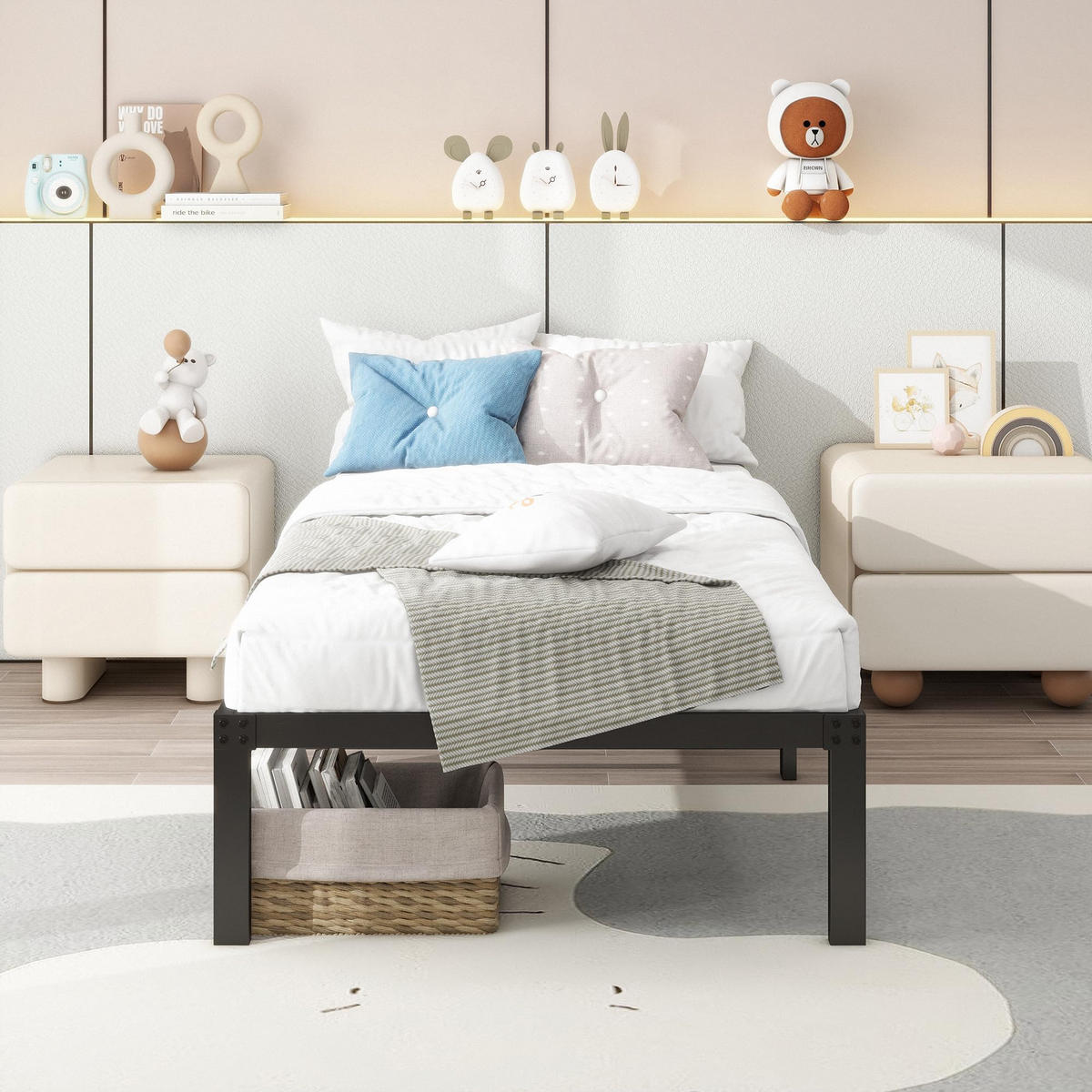 METALLBETT 90/200 cm DE-33035 mit Stauraum und geräuschlos Schwarz - Schwarz, Metall (90/200cm) - ComfortXL