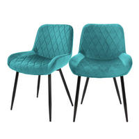 ESSZIMMERSTUHL Samt Blau 2er Set - Blau, Metall (60/81/54cm) - ML-DESIGN