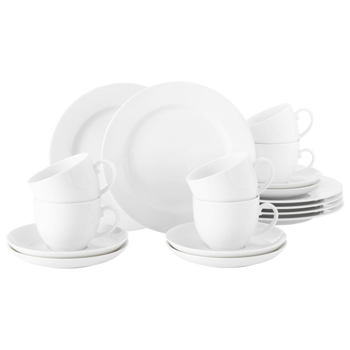 KAFFEESERVICE Rondo/Liane weiß 18er Set - Weiß, Keramik (1/1/1cm) - Seltmann Weiden