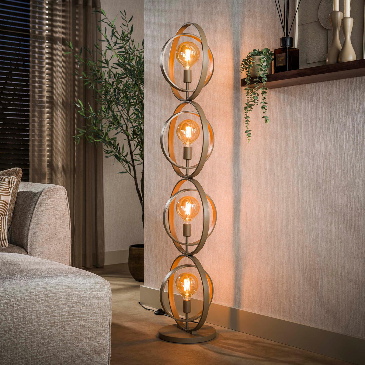 STEHLEUCHTE Turn Around 43 30/40/163 cm - Beige, Metall (30/40/163cm) - Hoyz Collection