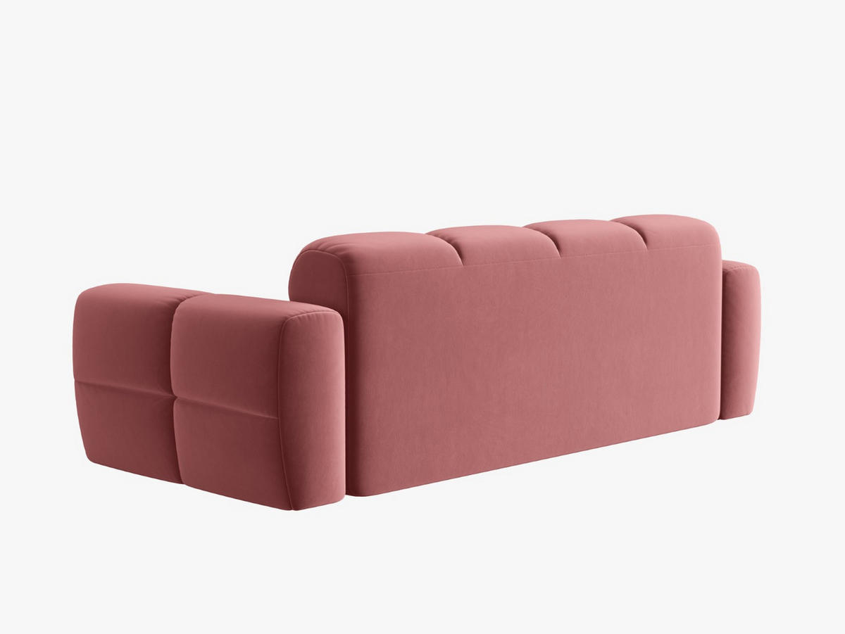 SOFA Lisa aus Samt lachs 3 Sitzplätze - Dunkelrosa, Textil (101/77/216cm) - Micadoni