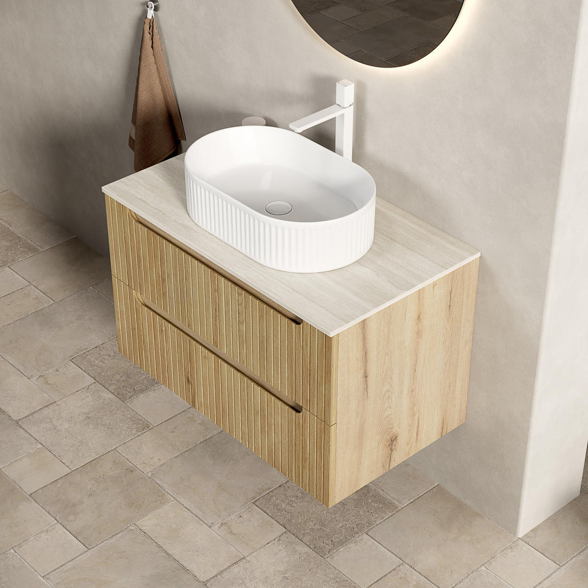 WASCHPLATZ Weißeiche/Weiß 80/46/62.2 cm - Weiß, Holz (80/62.2/46cm) - PANGIVO