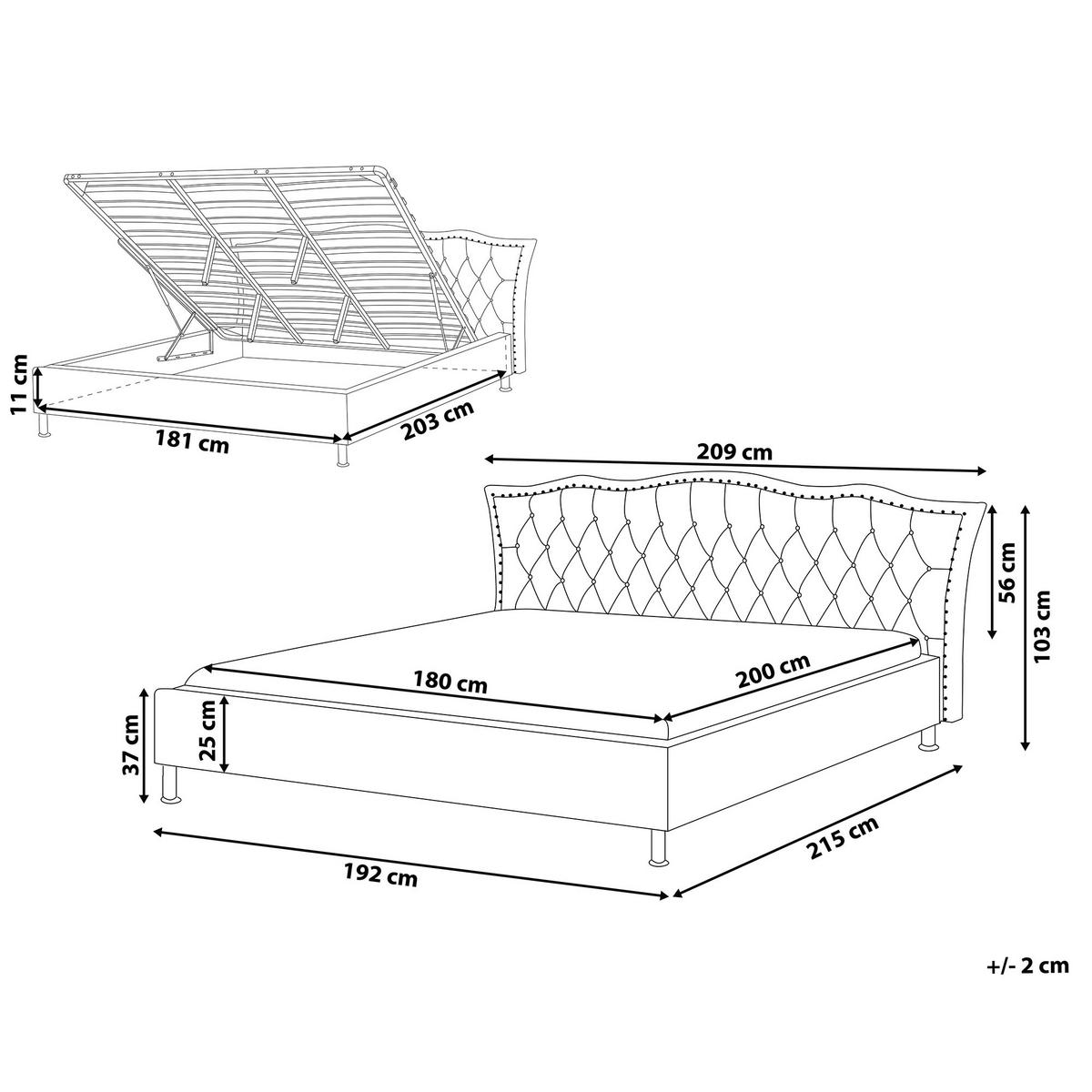 BETT 180/200cm Weiß Metz - Weiß, Textil (180/200cm) - Beliani