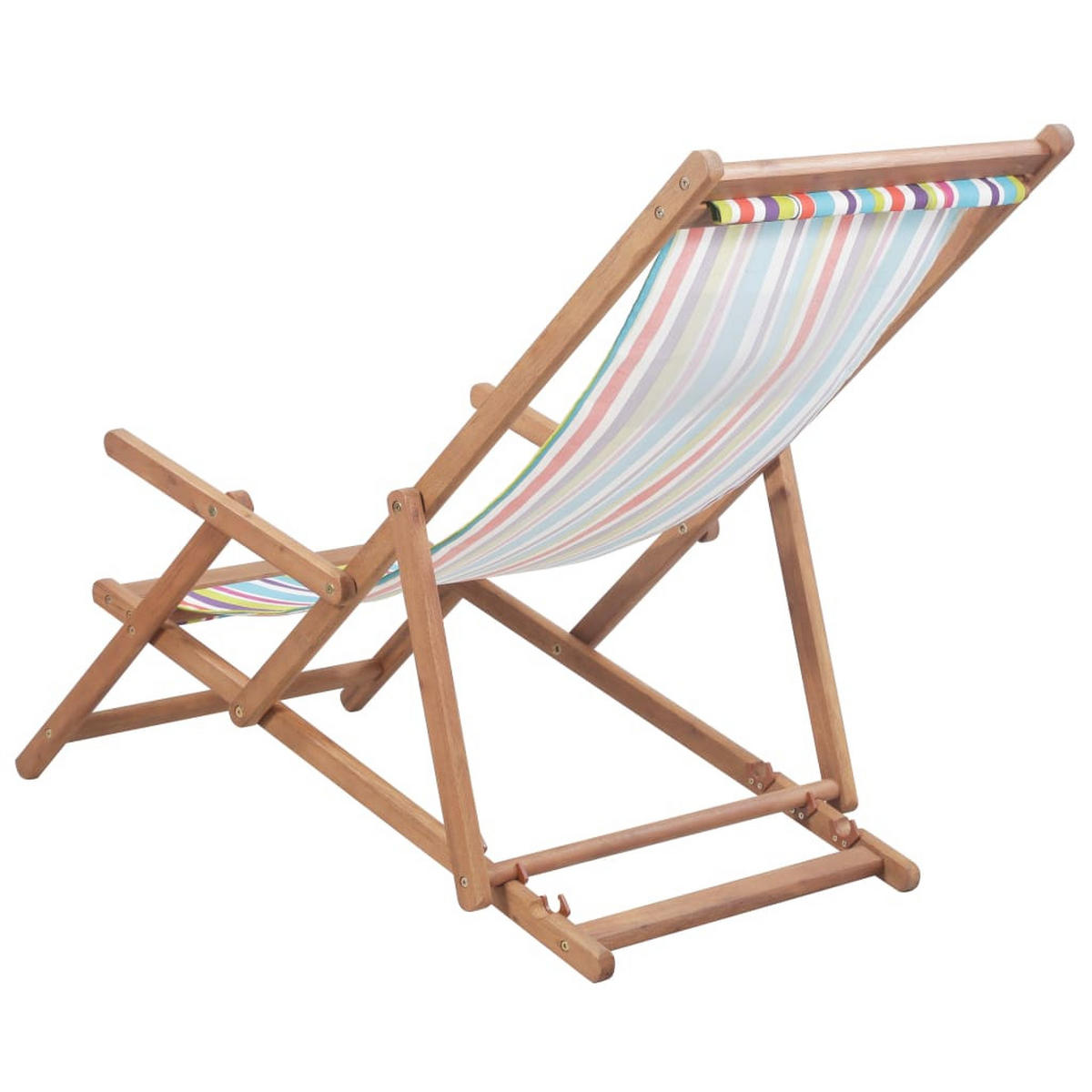 STRANDSTUHL Klappbar Stoff Und Massivholz Mehrfarbig - Multicolor, Holz (60/95/127cm) - vidaXL