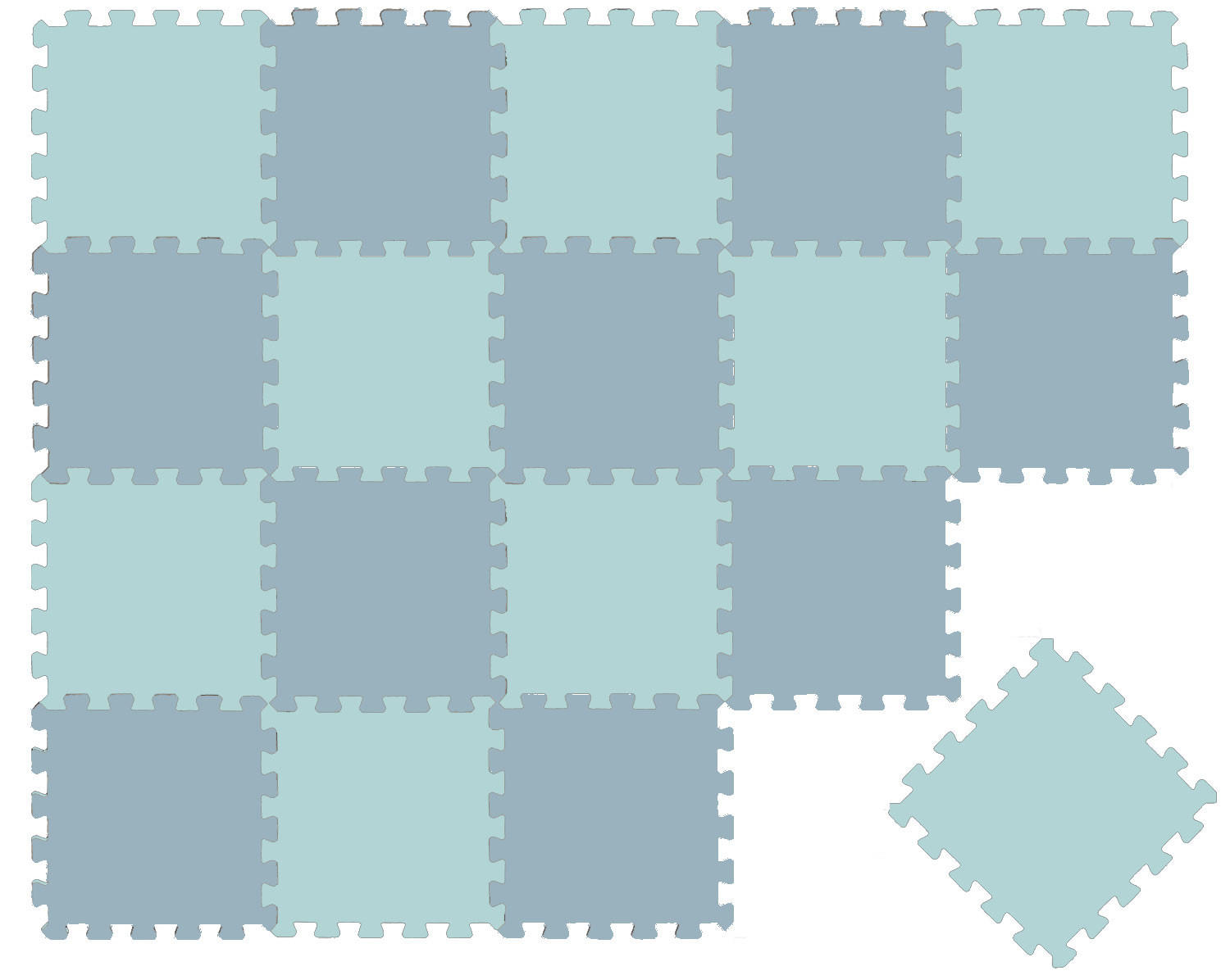 SPIELMATTE ab Null - 180/90/1 cm Puzzlematte - Graublau/Mint - Multicolor, Kunststoff (30/30cm) - Littletom
