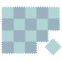 SPIELMATTE ab Null - 180/90/1 cm Puzzlematte - Graublau/Mint - Multicolor, Kunststoff (30/30cm) - Littletom