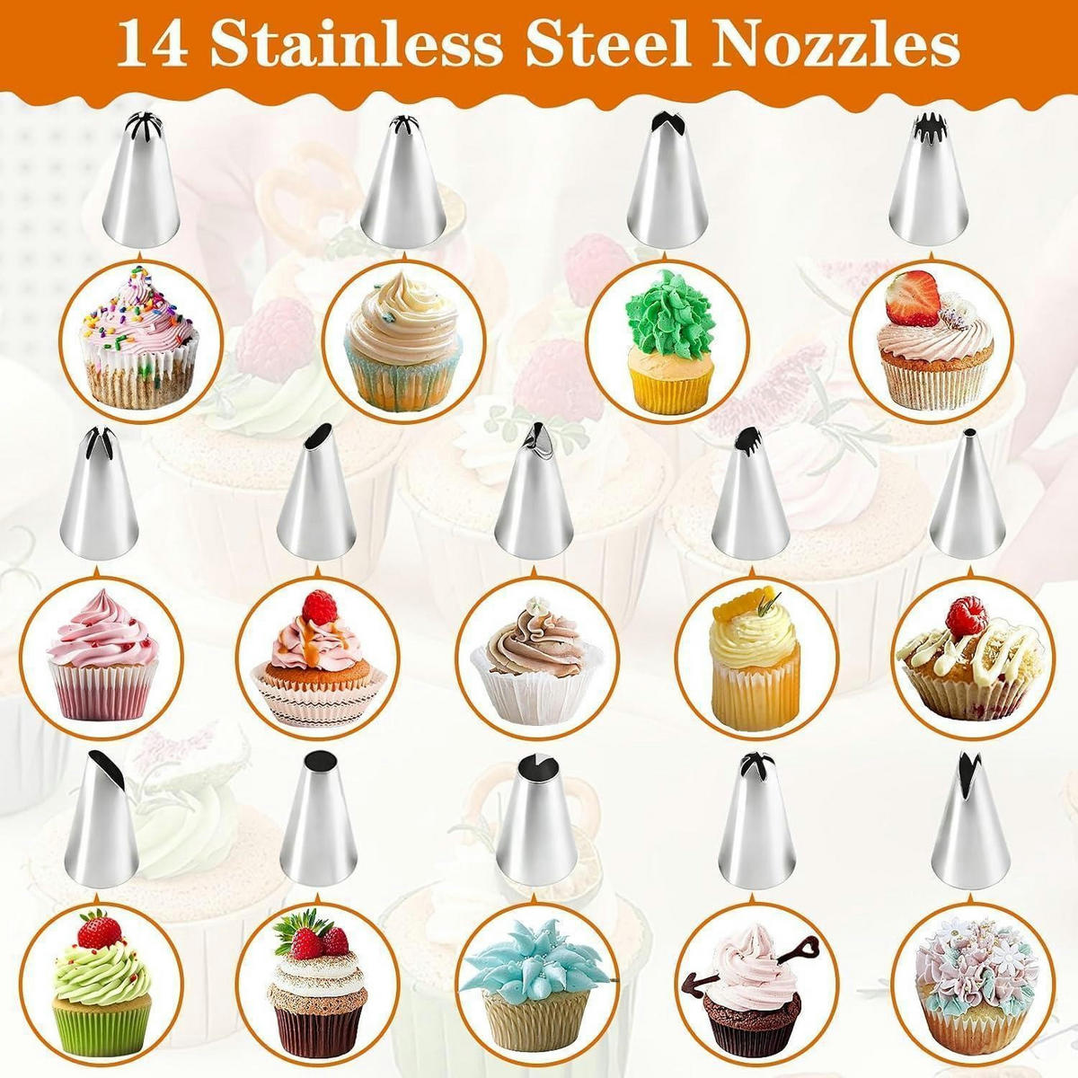 SPRITZBEUTEL Set mit 125 Teilen und Edelstahl-Tüllen - Multicolor, Kunststoff (24.2/1/27.2cm)