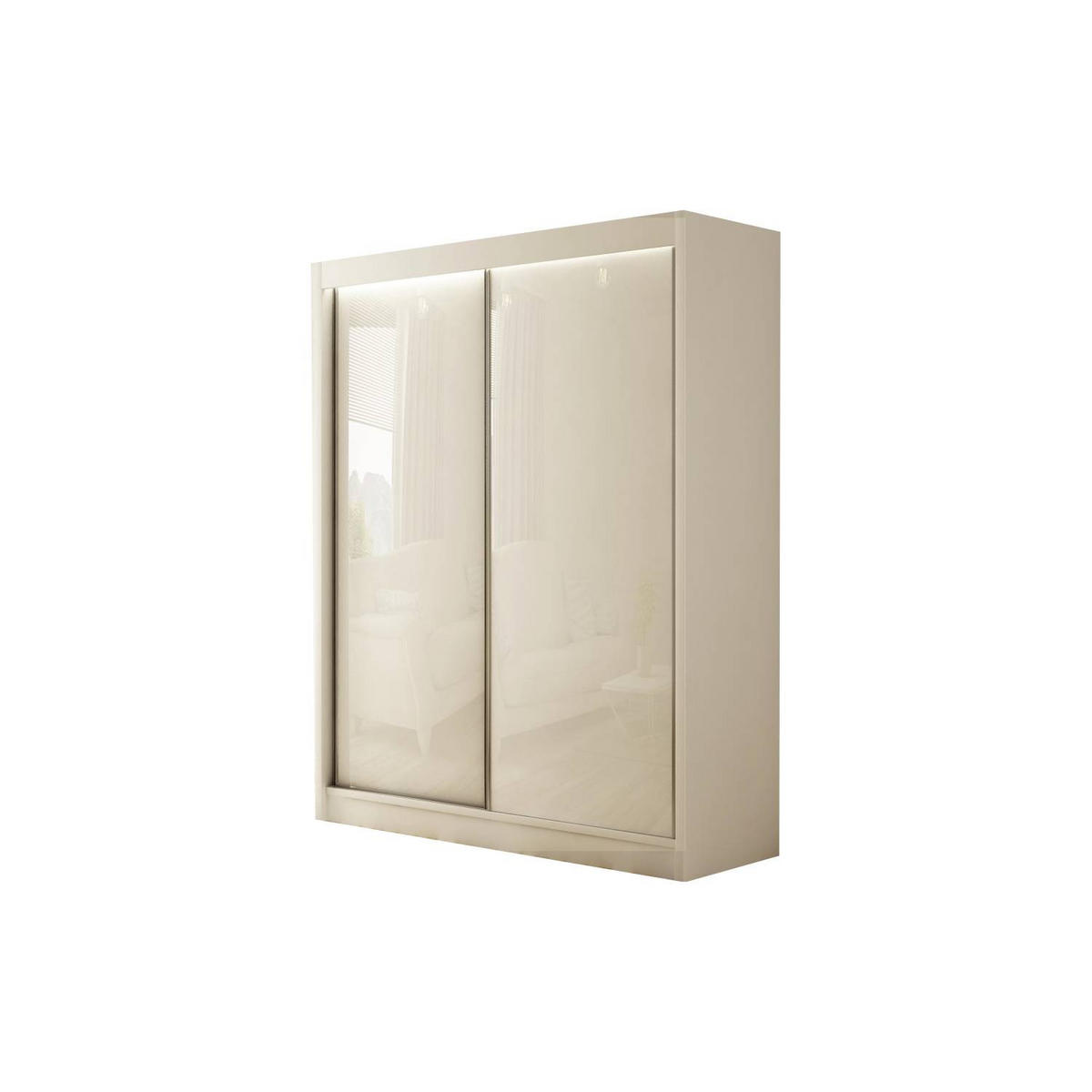 SCHIEBETÜRENSCHRANK TIPI II - Weiß, Holzwerkstoff (120/215/61cm) - Meblini