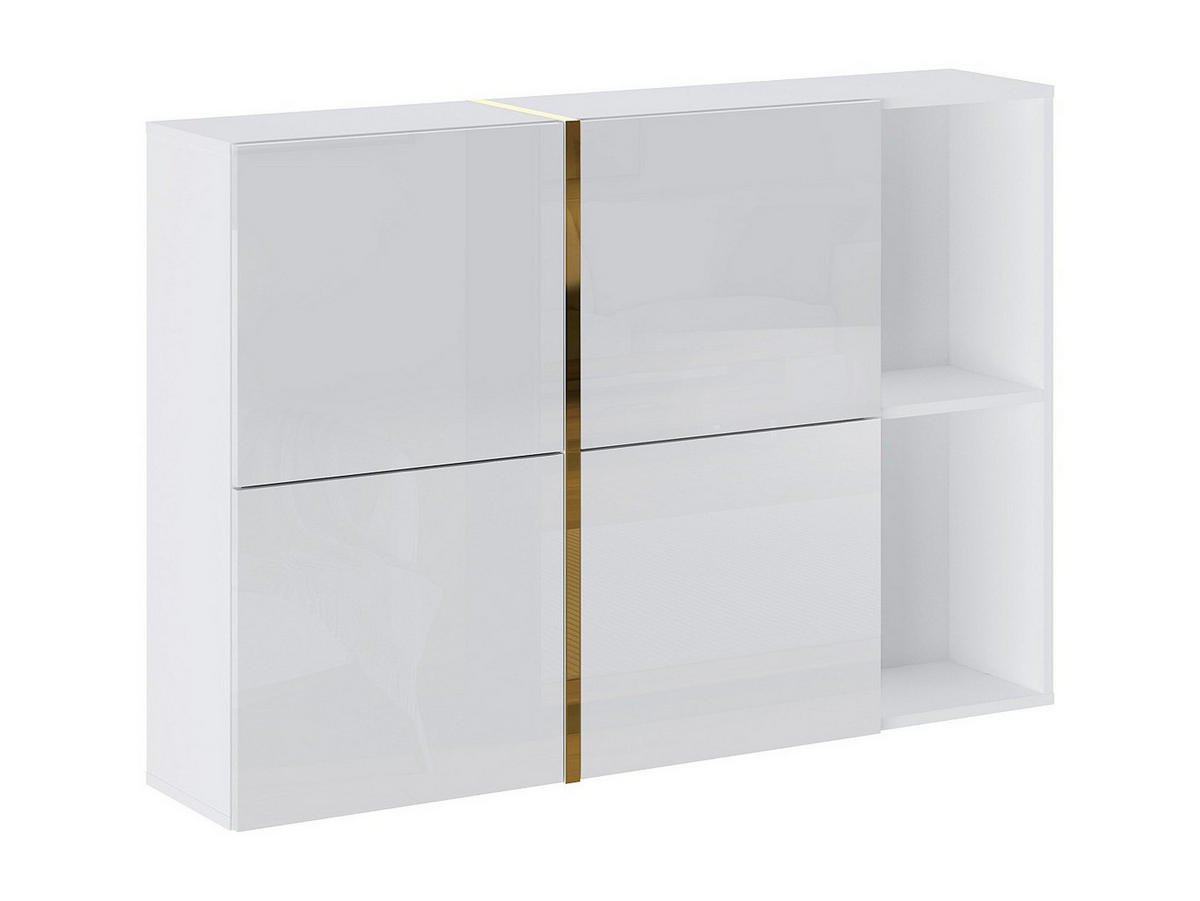 SCHUHSCHRANK - 125.1 x 26.8 - holz - weiß, goldfarben Marzialo - Weiß, Holz (125.1/85/26.8cm) - Vente-Unique