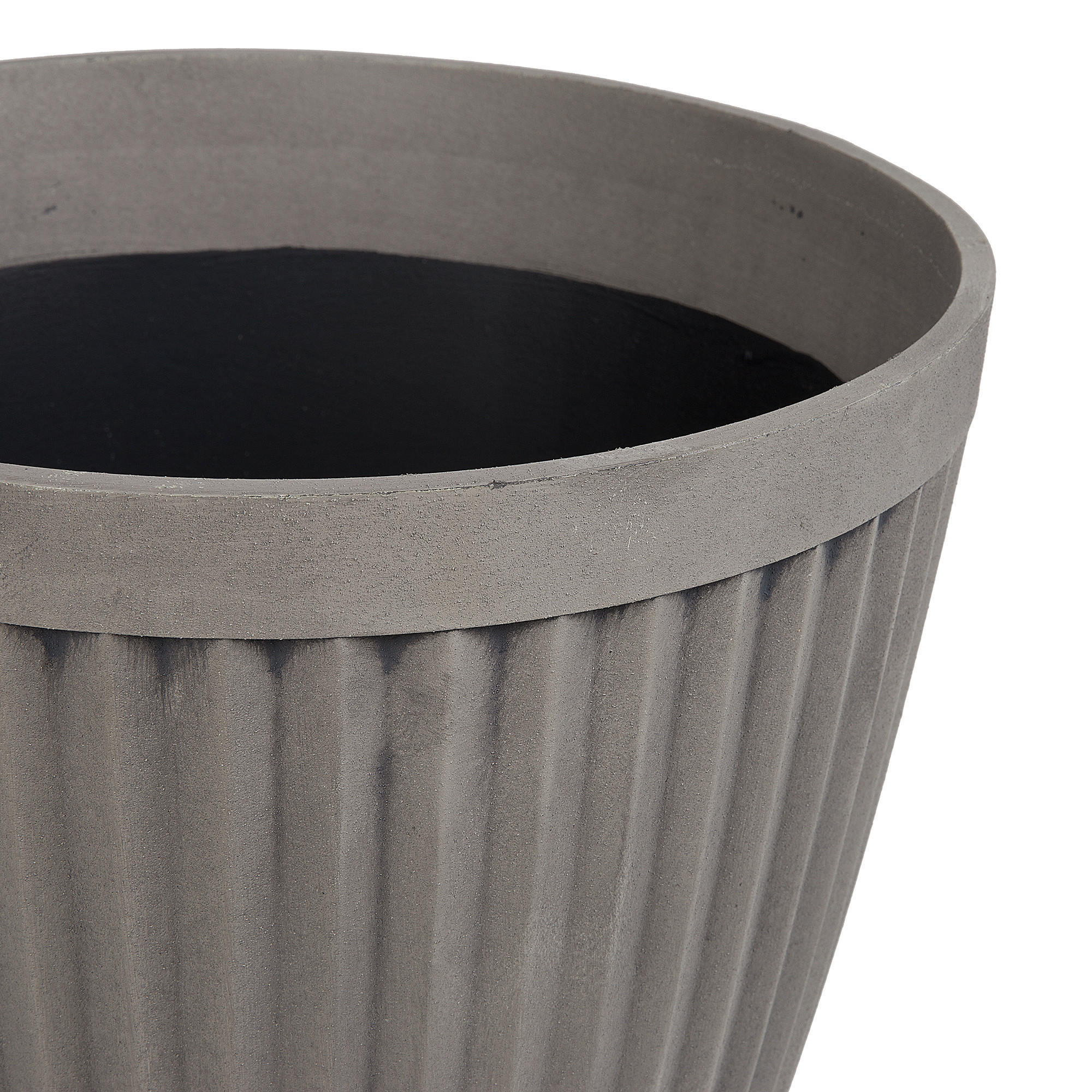 BLUMENTOPF taupe rund 36/36/33 cm Poka - Grau, Stein (33cm) - Beliani