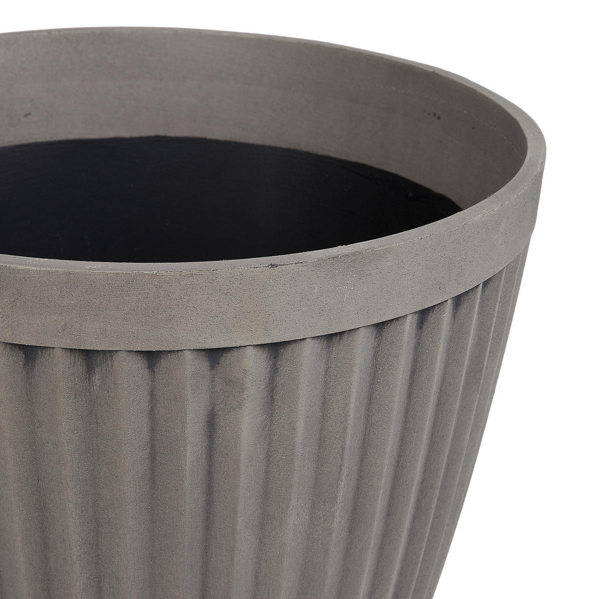 BLUMENTOPF taupe rund 36/36/33 cm Poka - Grau, Stein (33cm) - Beliani