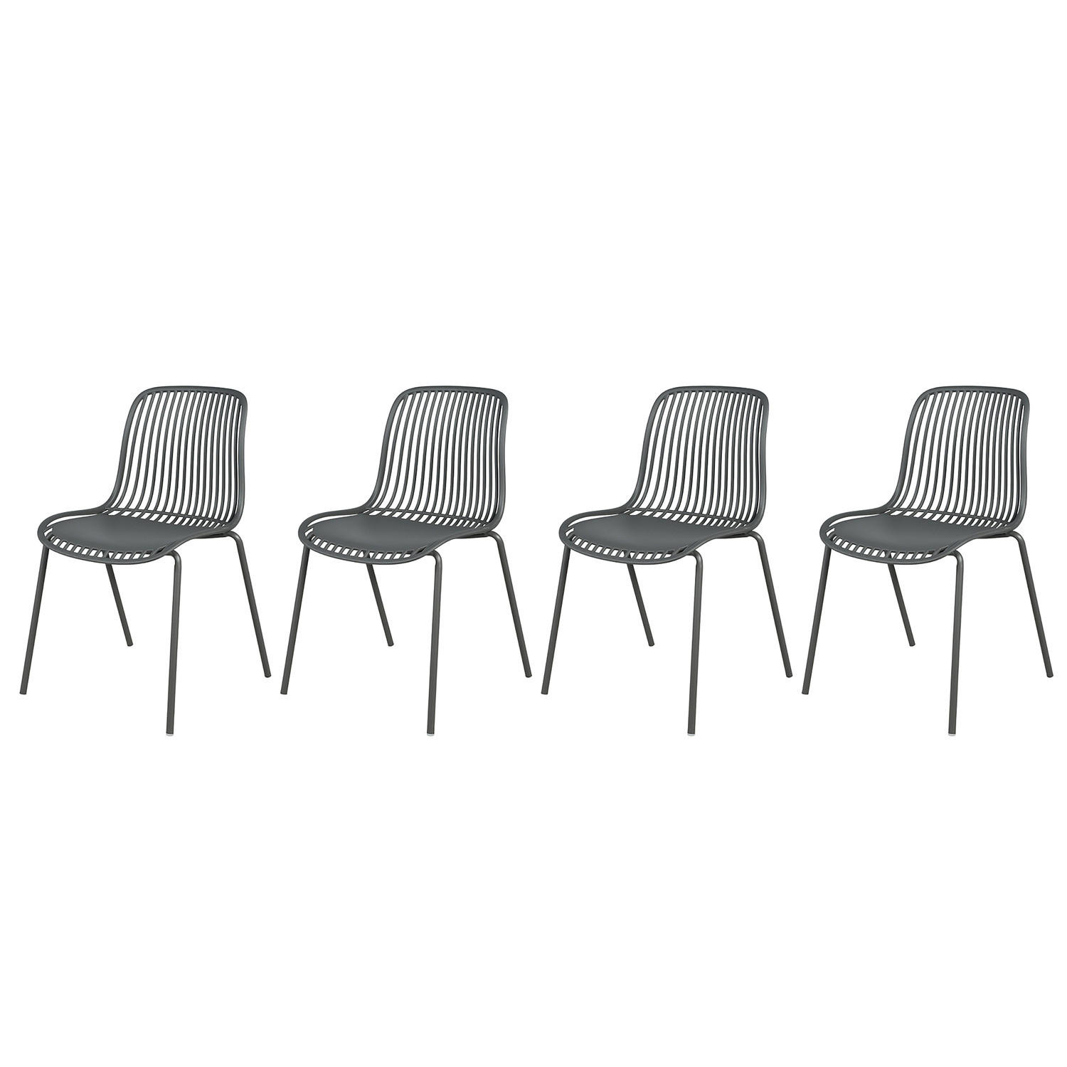 GARTENSTUHL - 4er-Set - Stahl / Polypropylen - Anthrazit, Kunststoff/Metall (51/82/54cm) - home24