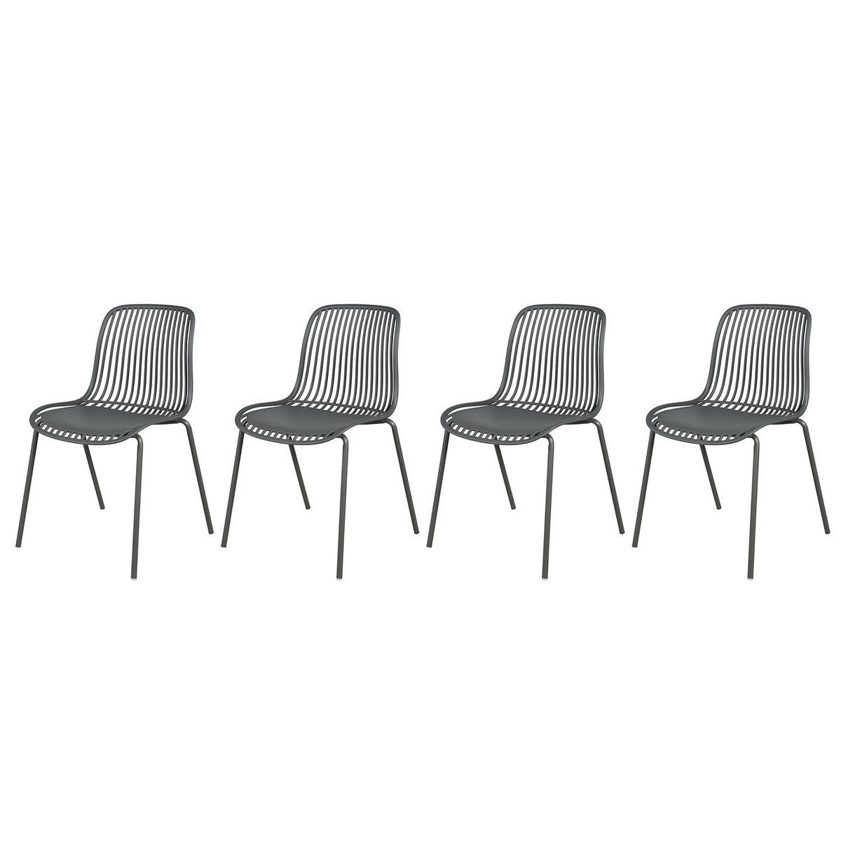GARTENSTUHL - 4er-Set - Stahl / Polypropylen - Anthrazit, Kunststoff/Metall (51/82/54cm) - home24
