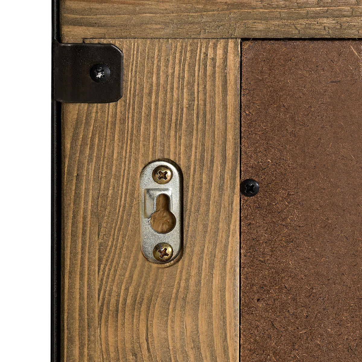 SPIEGEL - Pinie massiv / Metall - Schwarz/Pinienfarben, Holz (90/70/3cm) - home24