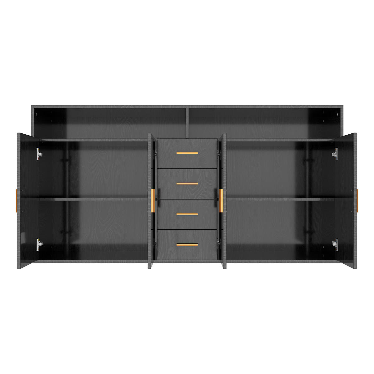 SIDEBOARD in 160/81/40cm - Schwarz, Holzwerkstoff/Metall (160/81/40cm) - HOMAVO