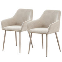 ARMLEHNENSTUHL - 2er-Set - Strukturstoff - Beige, Textil/Metall (56/80/61cm) - home24