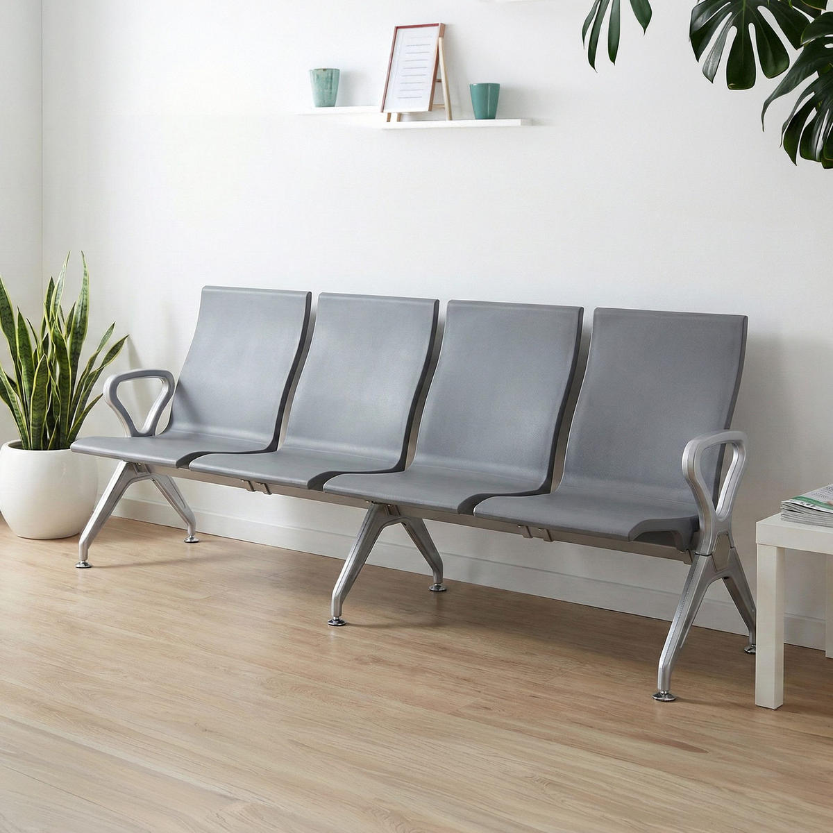 WARTEBANK Kunststoff Grau - Grau, Kunststoff/Metall (228/89/59cm) - CLP