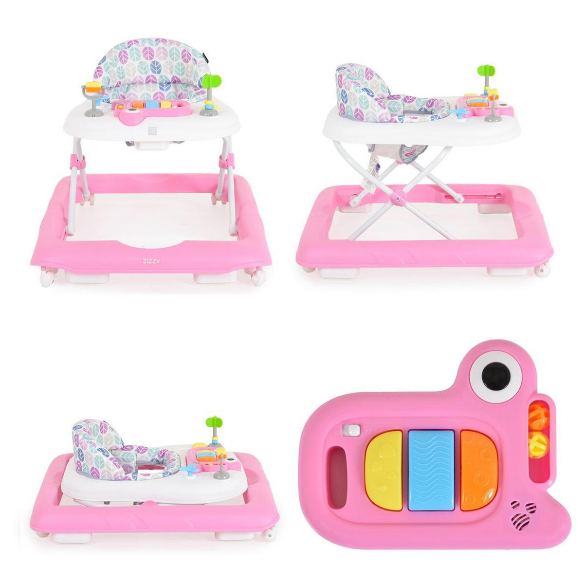 LAUFLERNHILFE Zizzy rosa Spielcenter, Musikfunktion, Stopper, höhenverstellbar - Rosa, Kunststoff (55/52/69cm) - Moni