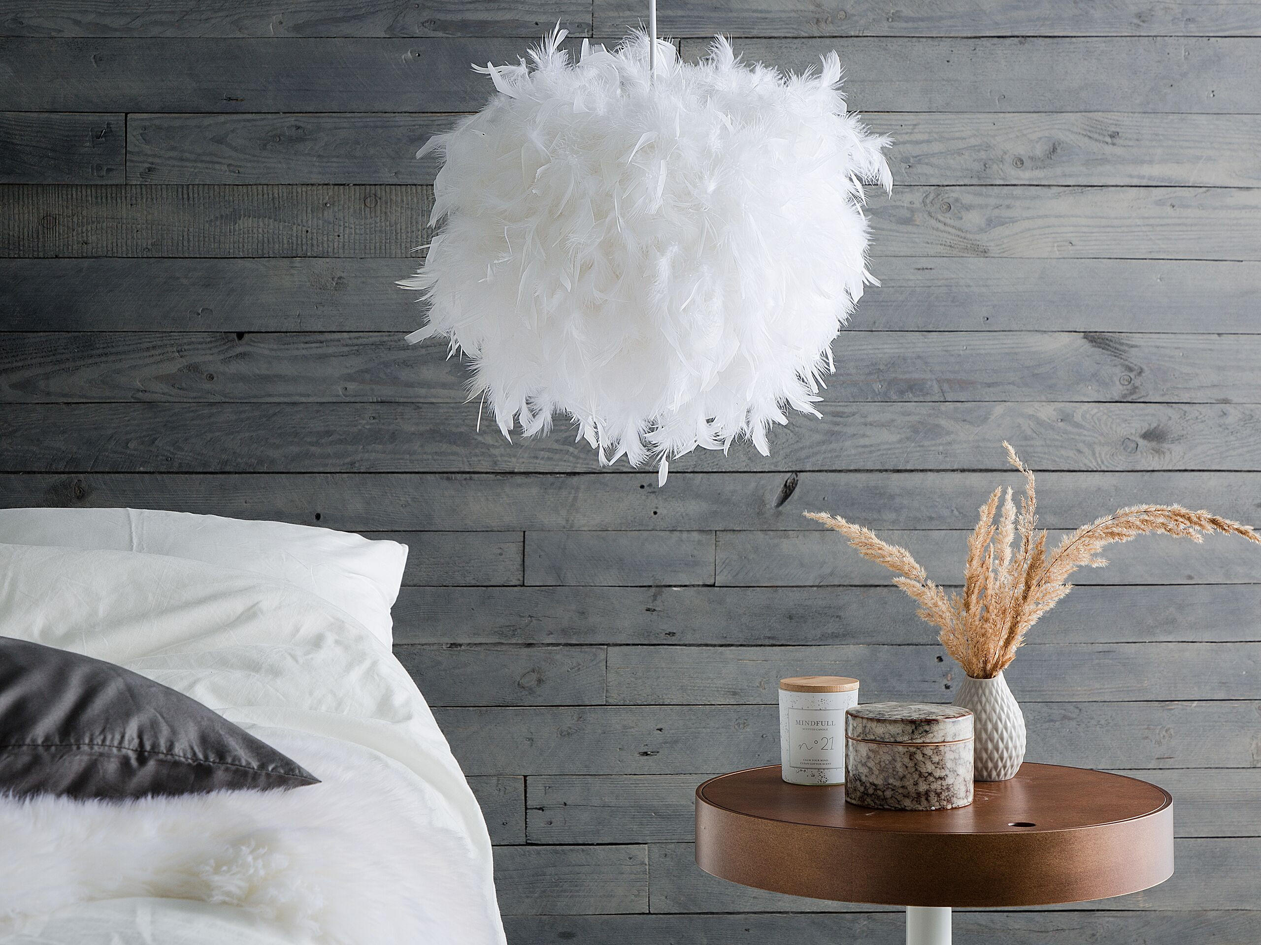 HÄNGELEUCHTE Drava 40/40/154 cm - Weiß, Naturmaterialen (40/40/154cm) - Beliani