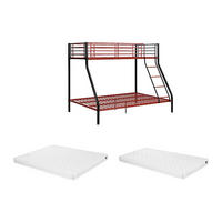 ETAGENBETT - 90 & 140 x 190 cm - Stahl - Schwarz & Rot + Matratze - ELEVATIO IV - Rot/Schwarz, Metall - Vente-Unique