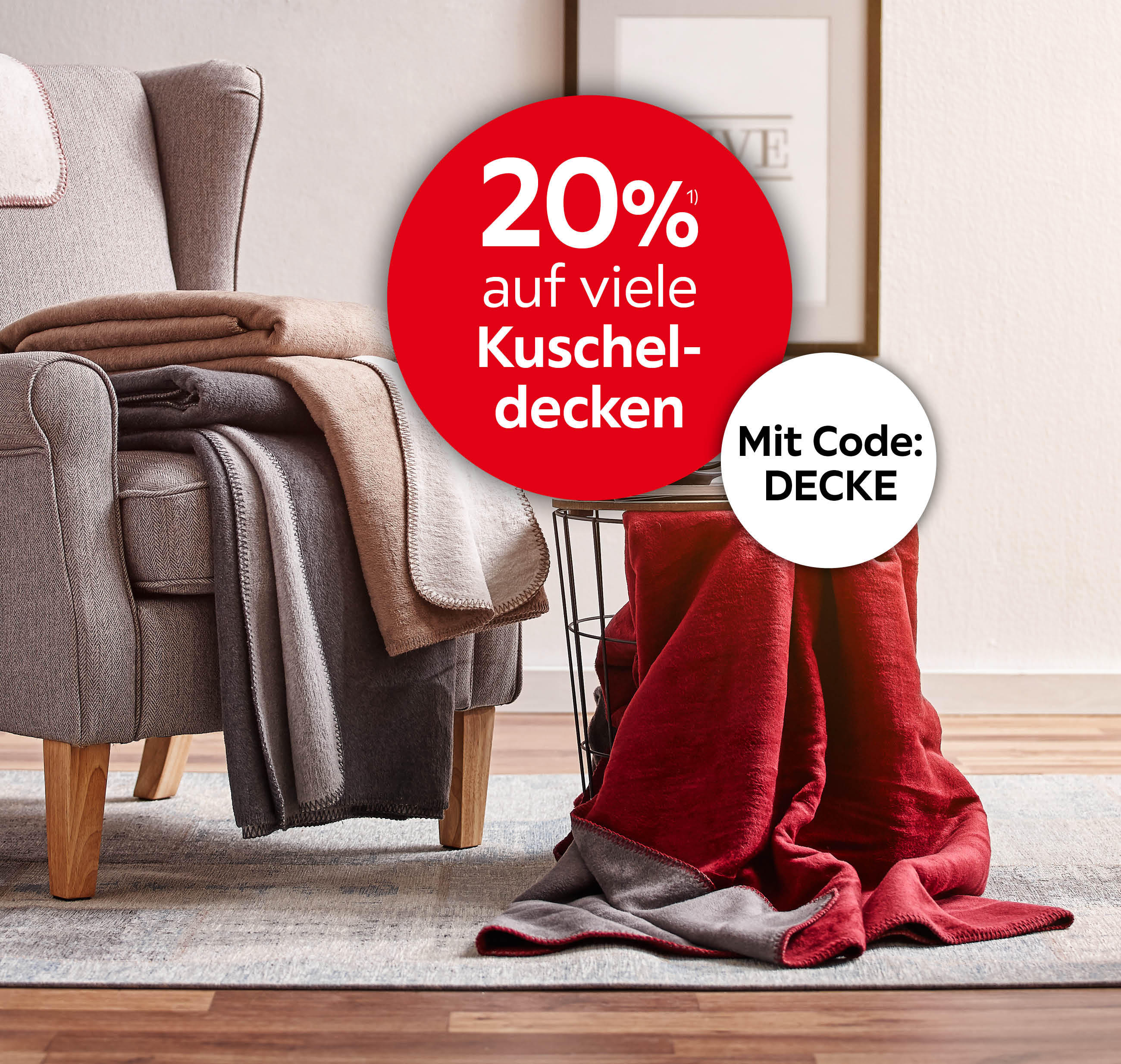 20% auf viele Kuscheldecken; Mit Code: DECKE