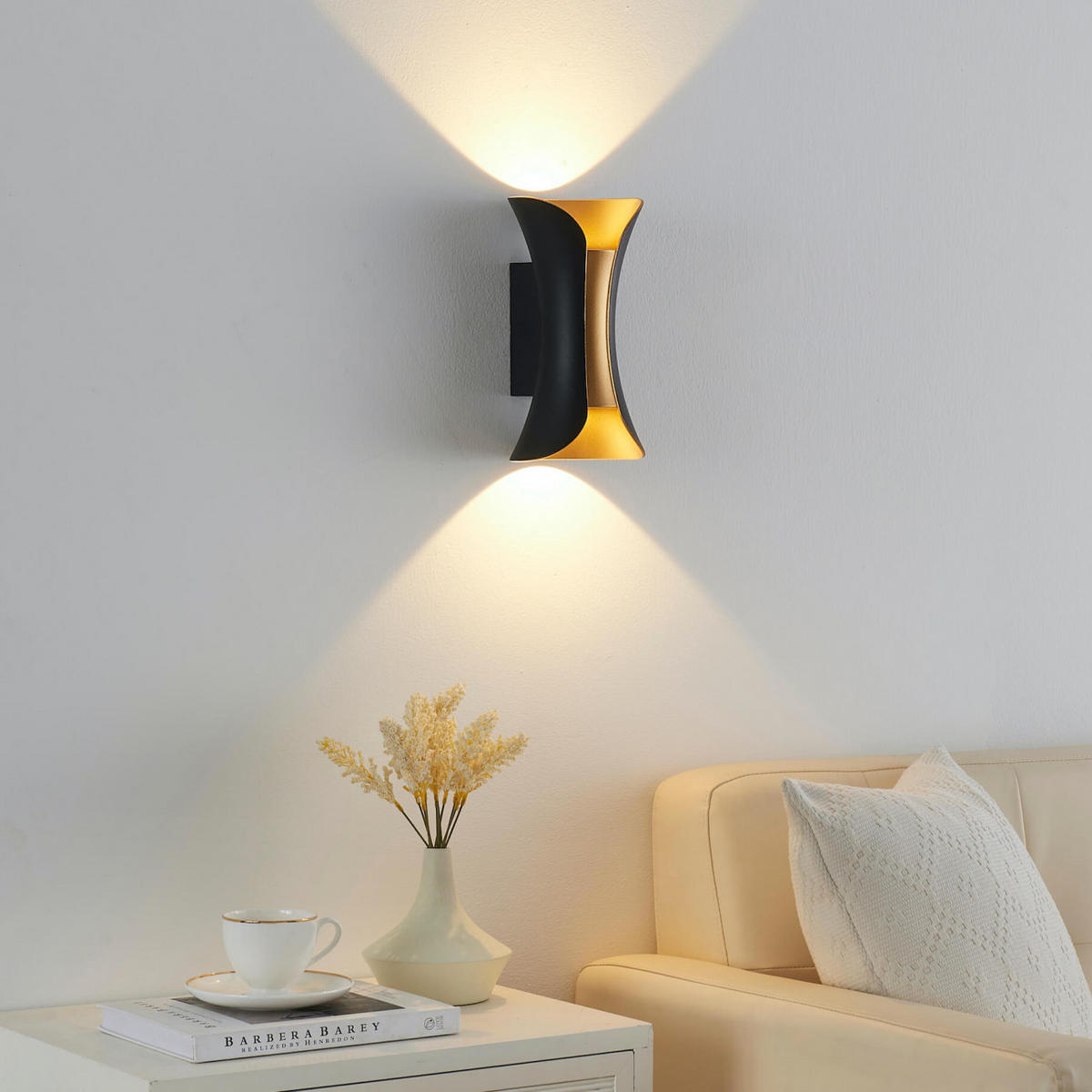 WANDLEUCHTE Foria, Schwarz und gold, 20cm - Goldfarben, Metall (10.5/20/9cm) - KOSILUM