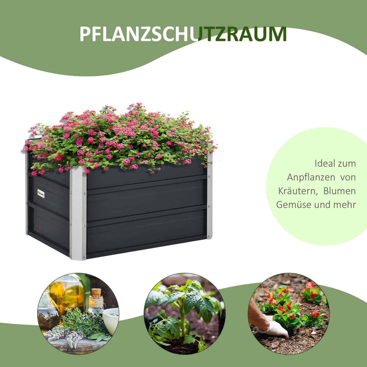 HOCHBEET 66x47x40 cm Stahl grau - Dunkelgrau, Metall (66/40/47cm) - LEBENLANG