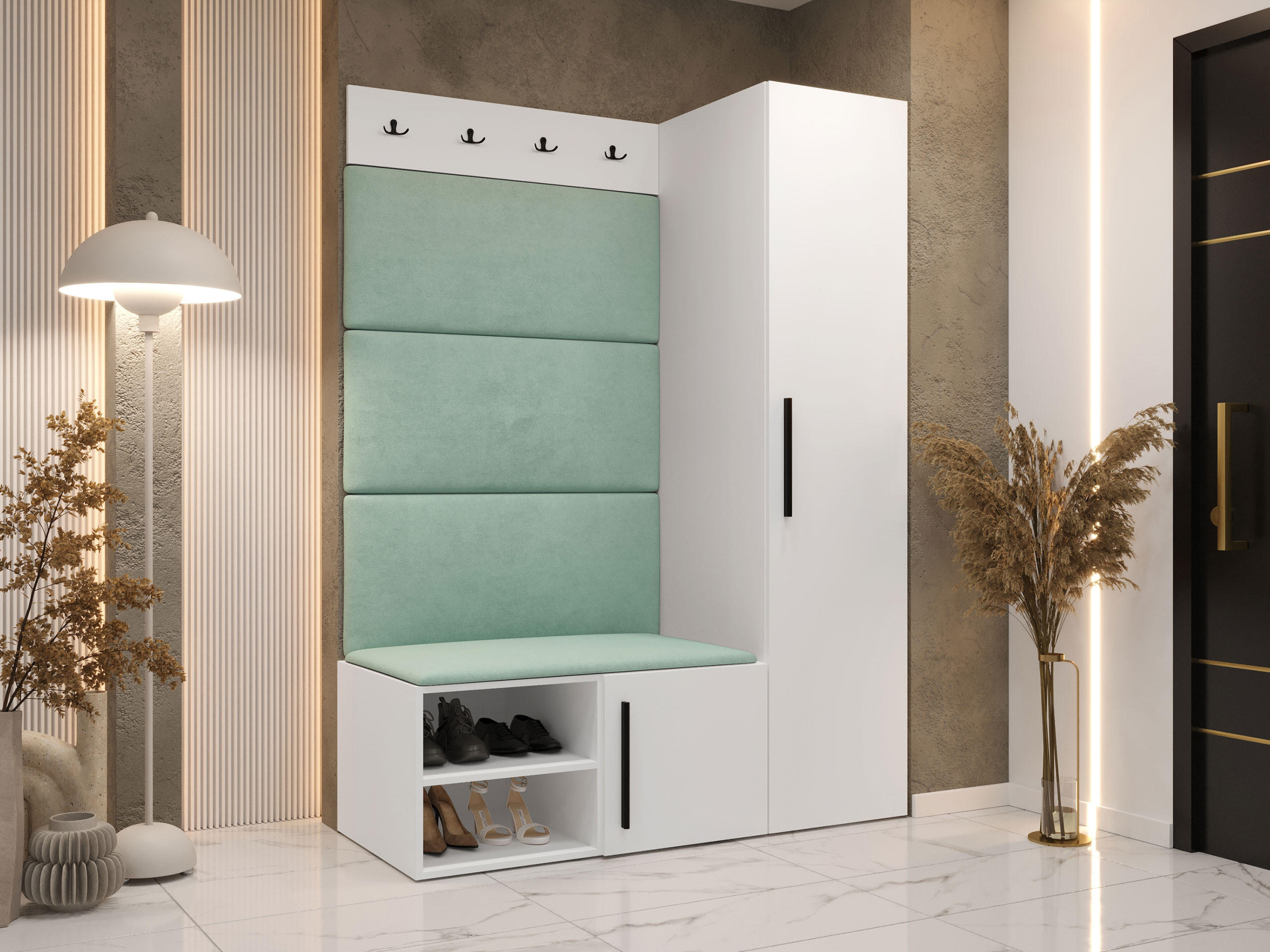 GARDEROBEN-SET Medi II - Schwarz/Weiß, Holzwerkstoff/Kunststoff (40/191/50cm) - MIRJAN24