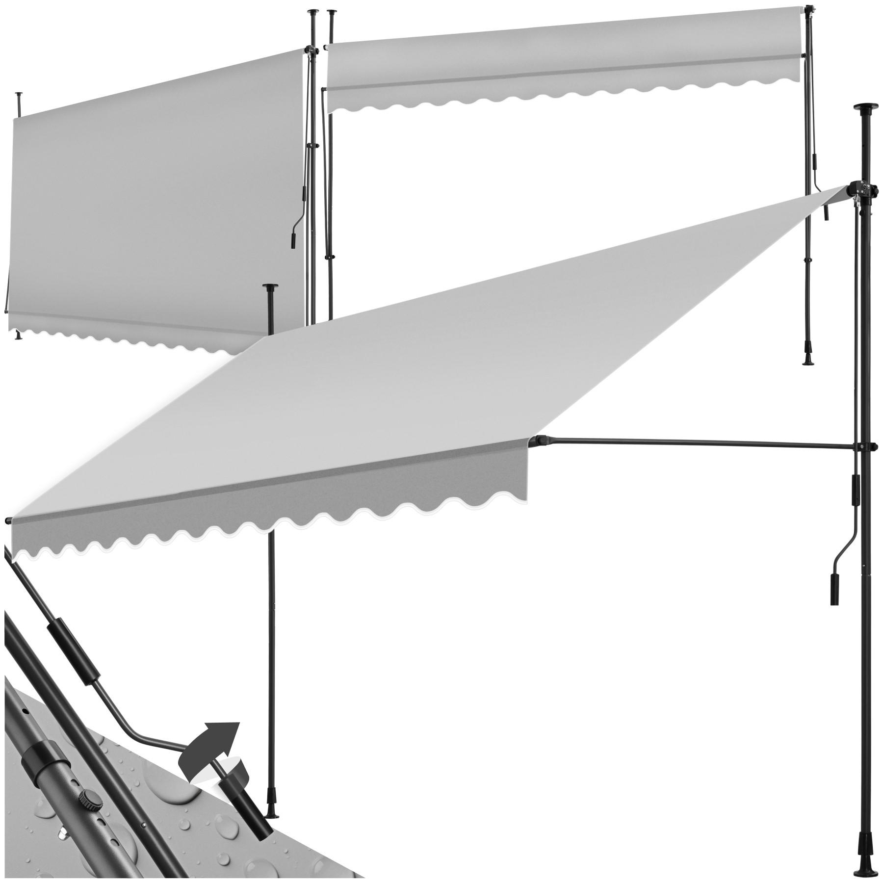 KLEMMMARKISE ,einfache Montage,hellgrau - Hellgrau, Kunststoff (350/304/180cm) - tectake