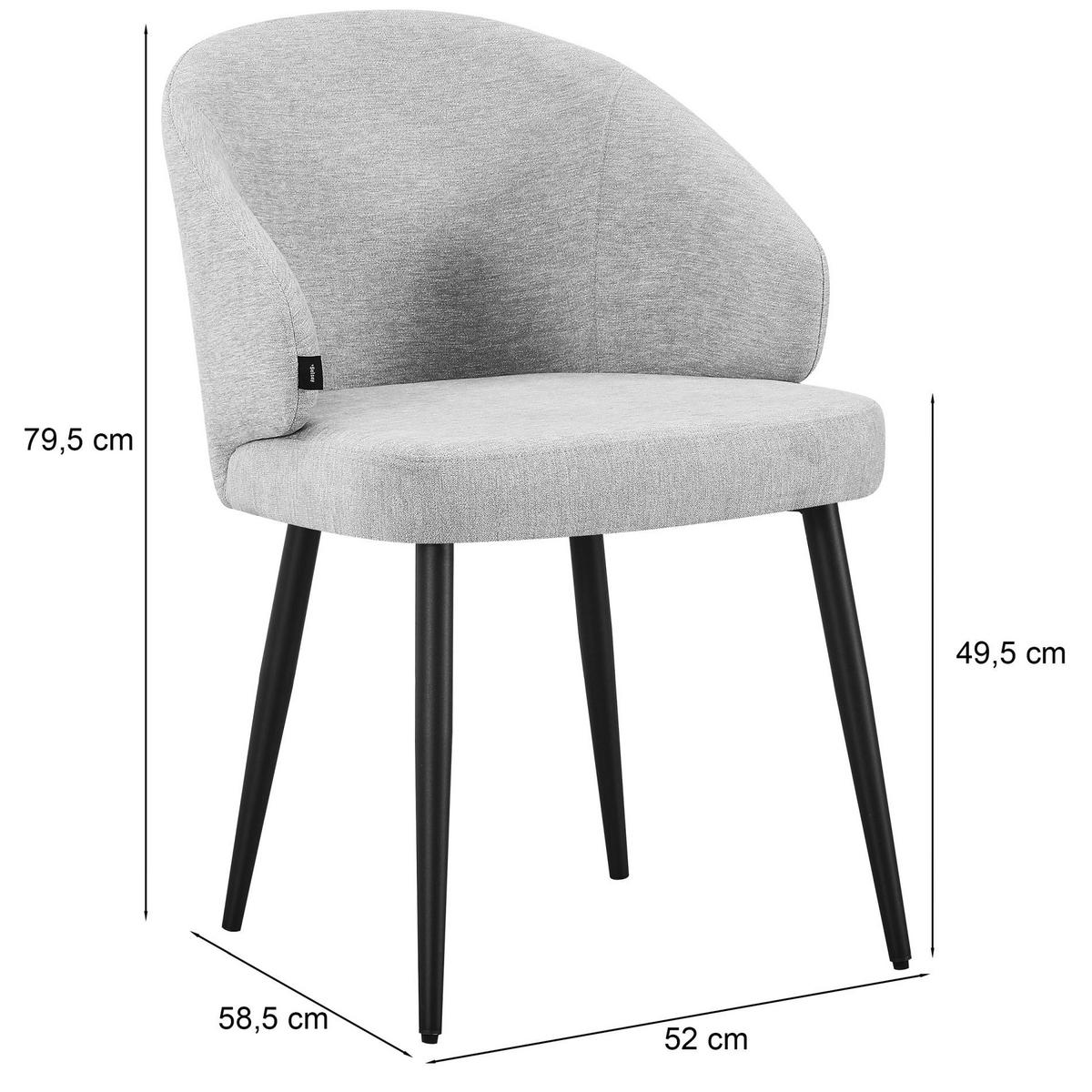 POLSTERSTUHL Atiblle Graphitgrau - Schwarz, Textil/Metall (52/79.5/58.5cm) - Selsey