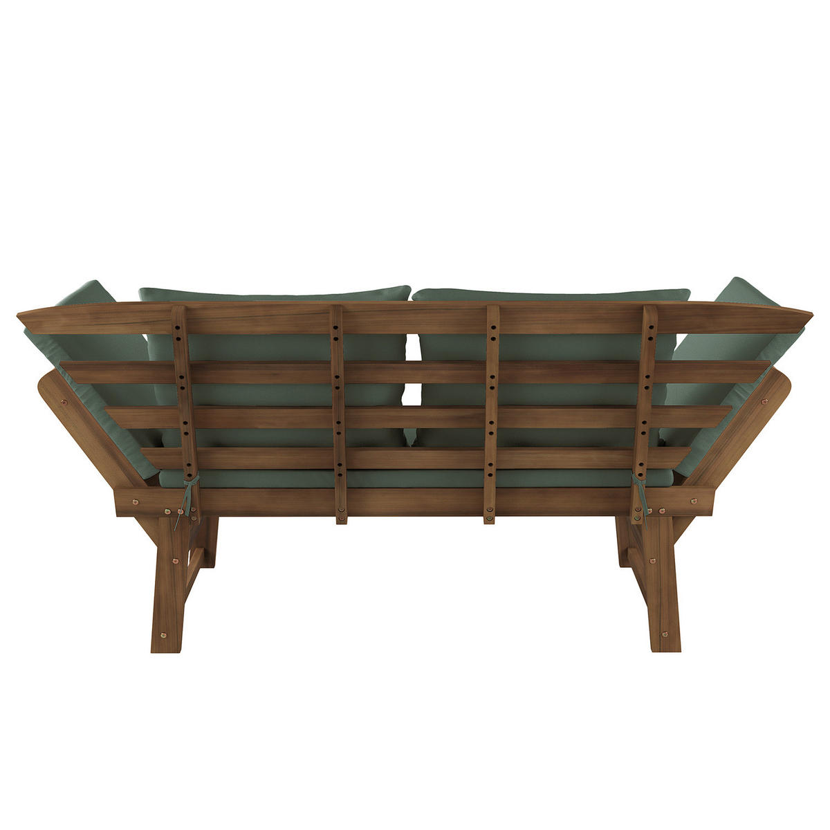 MASSIVE GARTENBANK - Akazie massiv / Polyester - Braun / Weiß - Olivgrün, Holz/Textil (159/85/67cm) - home24