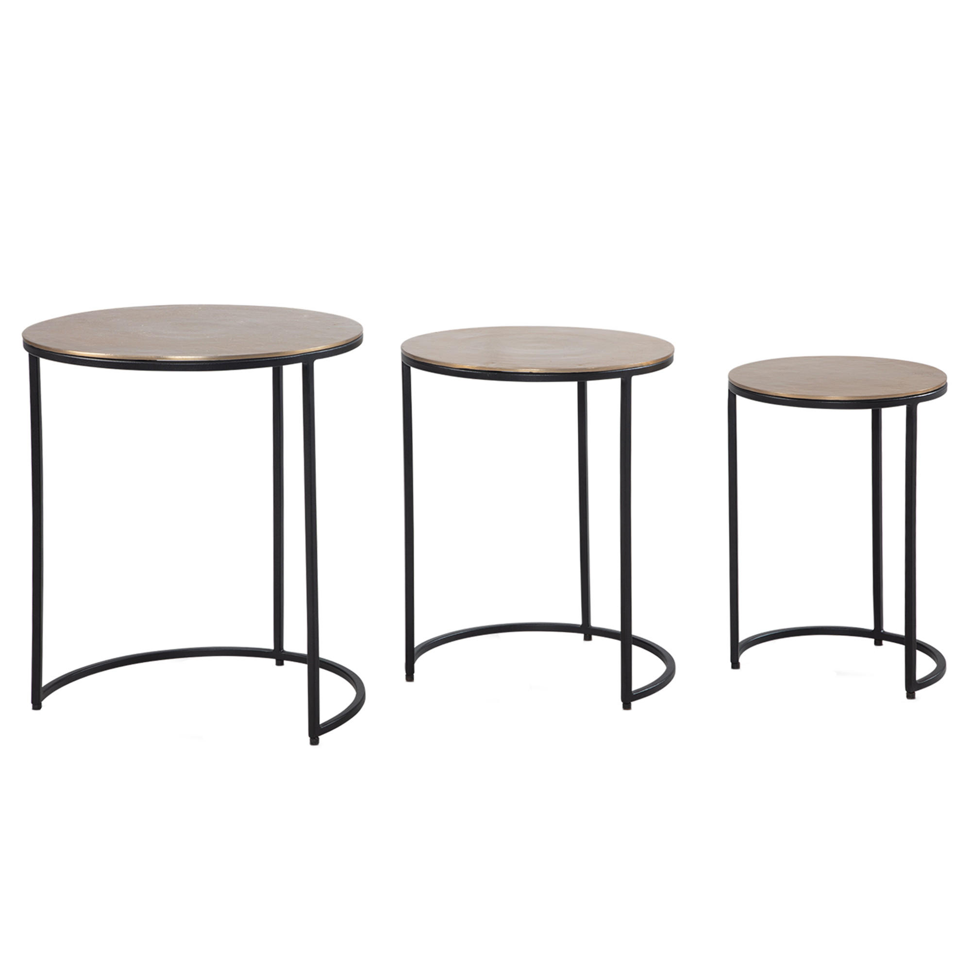SATZTISCH Set – 3-teilig Rund Aluminium Gold Schwarz - Goldfarben/Schwarz, Metall (45/45/55cm) - KADIMA DESIGN