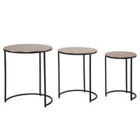 SATZTISCH Set – 3-teilig Rund Aluminium Gold Schwarz - Goldfarben/Schwarz, Metall (45/45/55cm) - KADIMA DESIGN