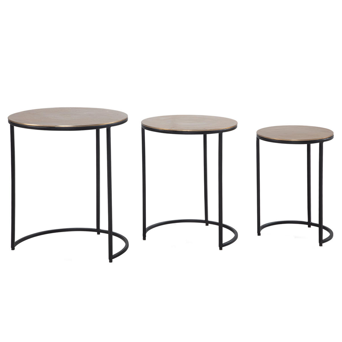 SATZTISCH Set – 3-teilig Rund Aluminium Gold Schwarz - Goldfarben/Schwarz, Metall (45/45/55cm) - KADIMA DESIGN