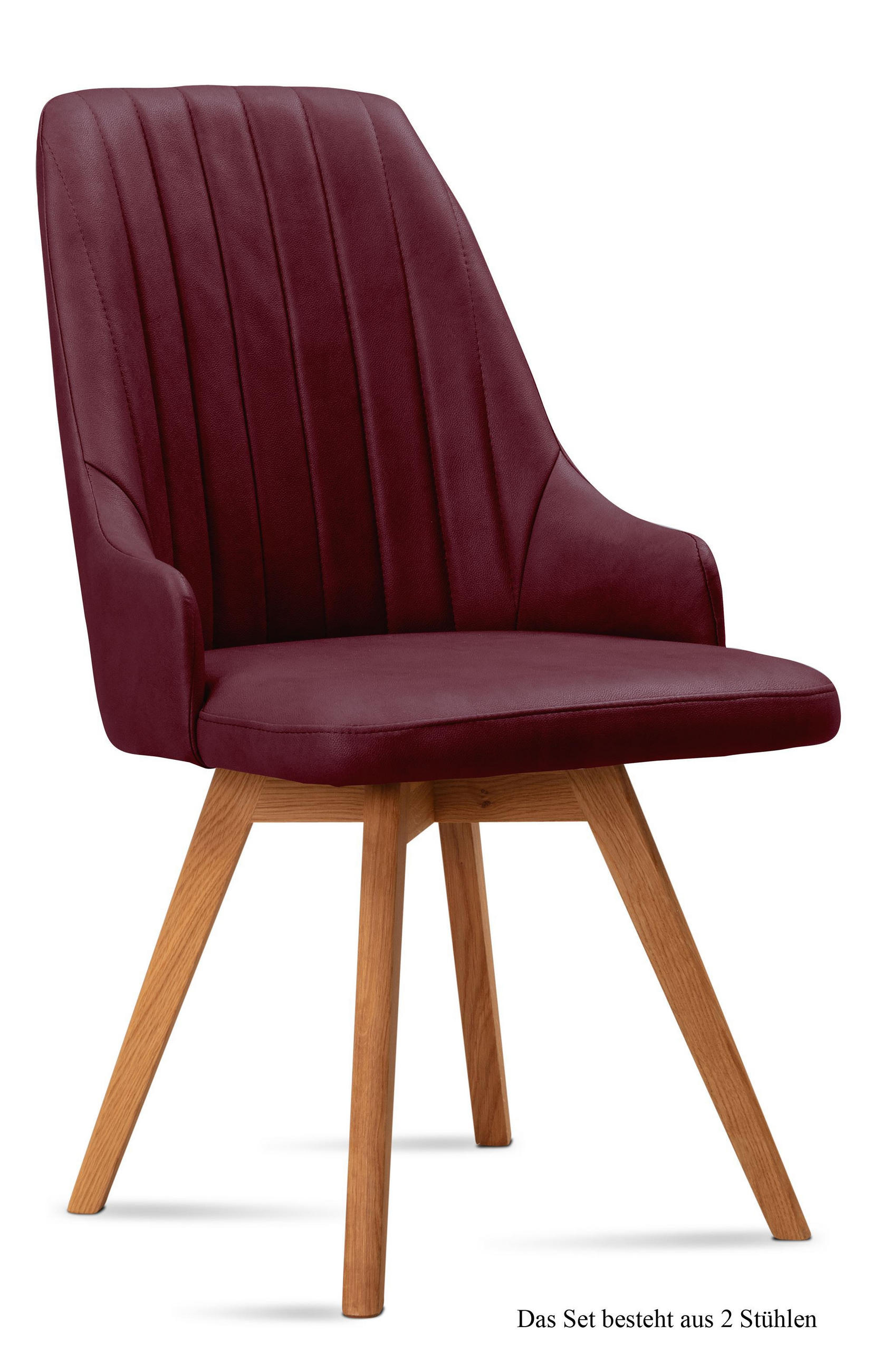 ESSZIMMERSTUHL (2er-Set) Domka 52x91x60 Eiche geölt/Marsala - Eichefarben/Brombeere, Kunststoff (60/91/52cm) - 58aufmkessel