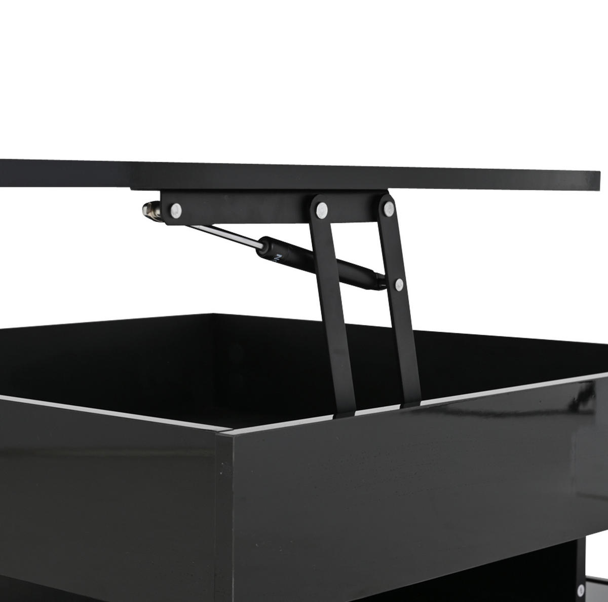 COUCHTISCH 65/65/38,5 cm in Schwarz, höhenverstellbar mit LED-Beleuchtung - Schwarz, Holzwerkstoff (65/65/38.5cm) - Flora Grace