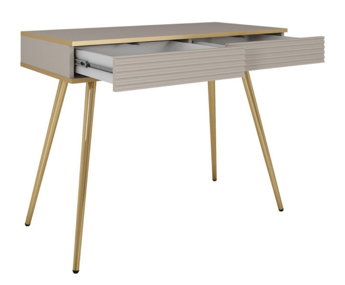 KONSOLENTISCH Beige POLO Gerillt Auf Hohen Goldenen Beinen - Beige, Holzwerkstoff (50/102/80cm) - Sepro Meble