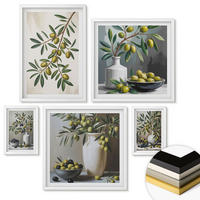 WANDBILDER 5er-Set - 50x50 cm & 20x30 cm & 40x60 cm Weißer Rahmen - Oliven in grauen Vasen - Weiß, Kunststoff (40/60cm) - ArtPrintCave